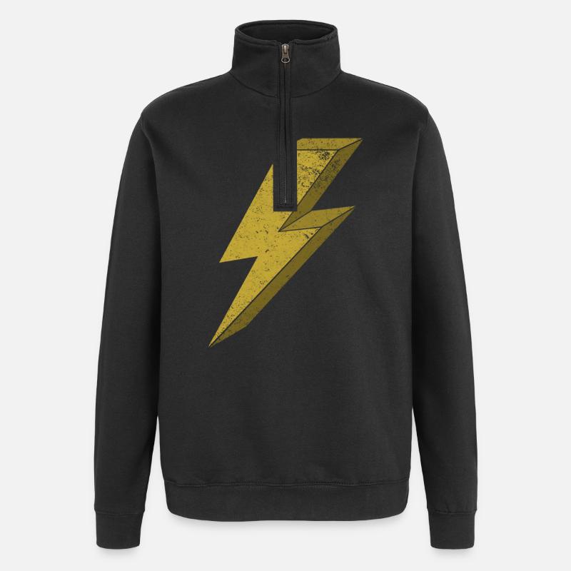 Dynamic Flash in Gold 3D - Quarter-Zip Sweatshirt - black