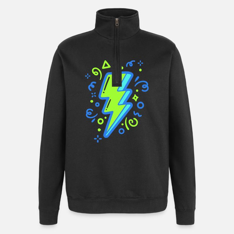 Energiestrahl mit Neonfarben - Quarter-Zip-Sweatshirt - Schwarz