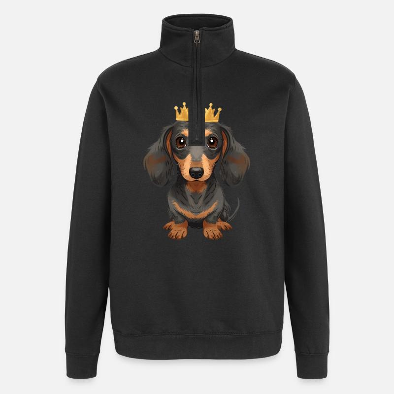 Kleiner Dackel mit Krone Cute Design - Quarter-Zip-Sweatshirt - Schwarz