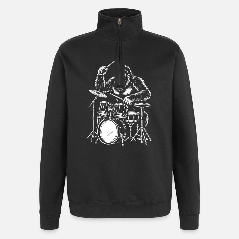 Fureur du Gorille du Tambour - Sweat à zip 1/4 - noir