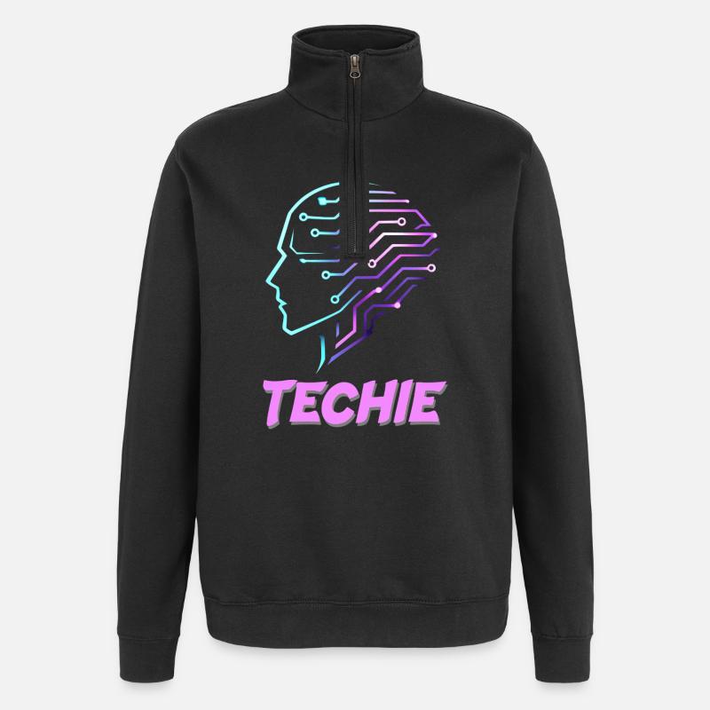 Neon Head Circuit Techie - Quarter-Zip Sweatshirt - black