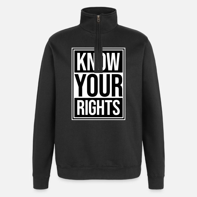 Connaissez vos droits Activisme Justice Liberté - Sweat à zip 1/4 - noir