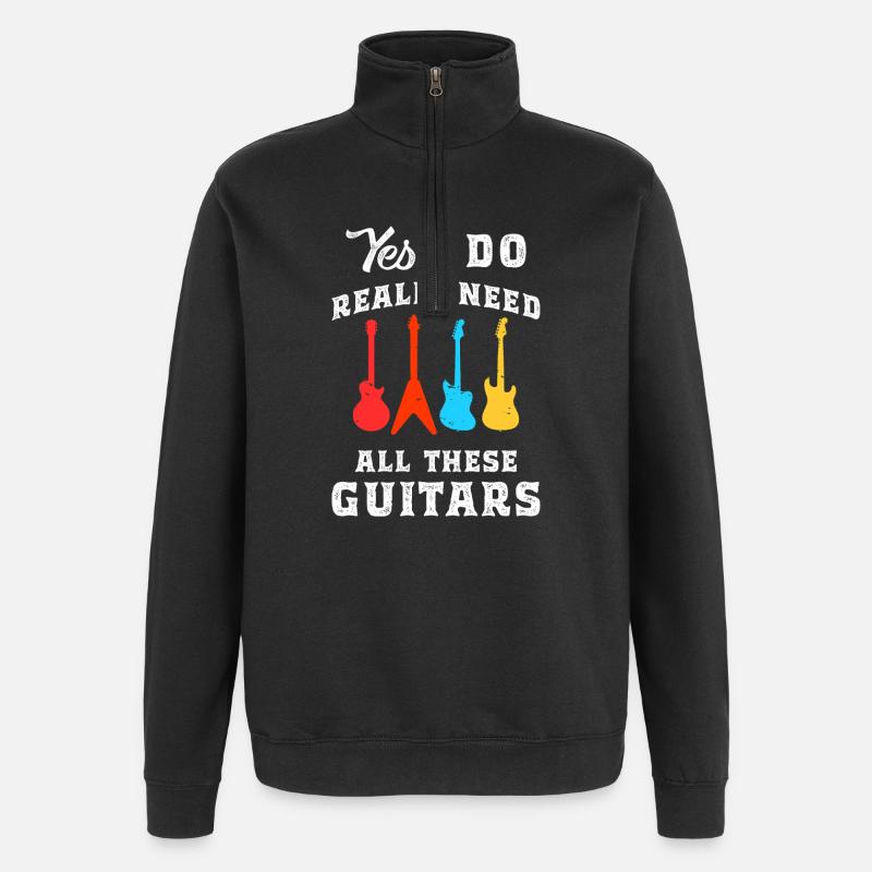 Gitarren Spruch - Quarter-Zip-Sweatshirt - Schwarz
