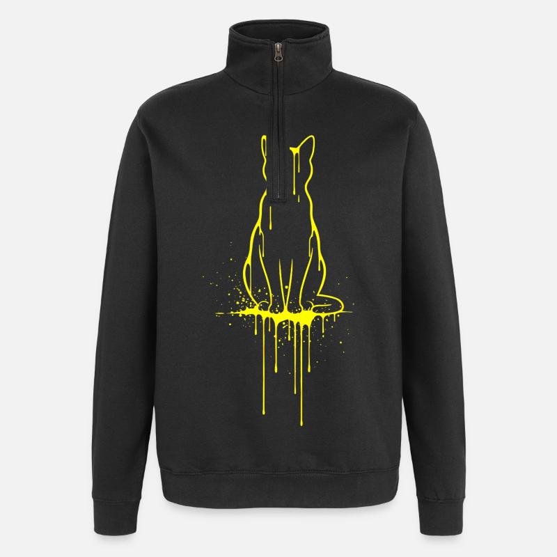 Silhouette de chat Look doré - Sweat à zip 1/4 - noir