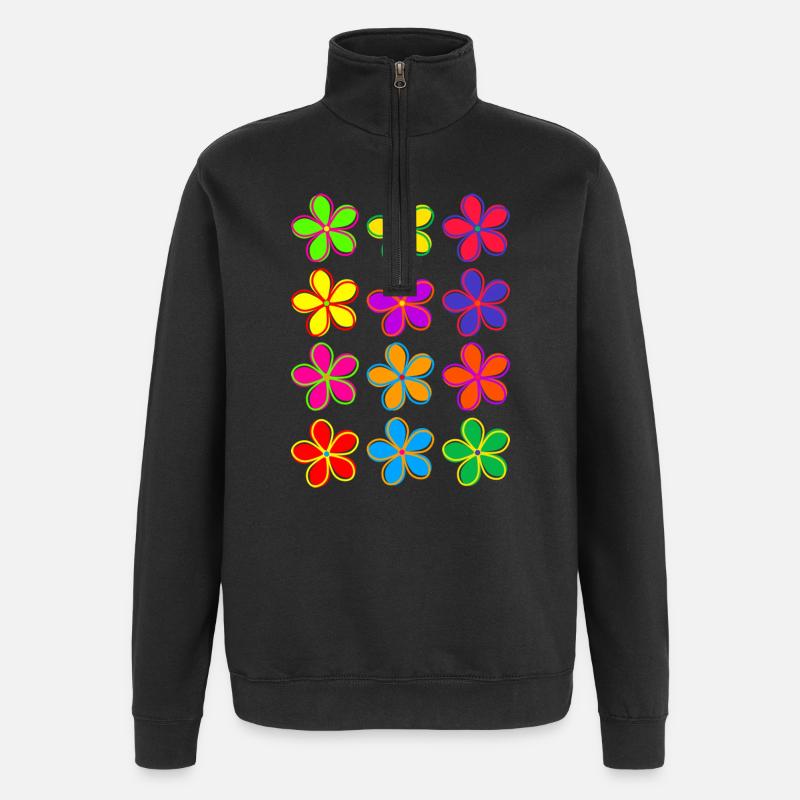 Gänseblümchen-Blumen - Quarter-Zip-Sweatshirt - Schwarz