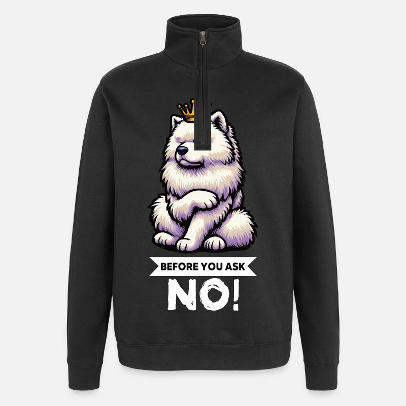 Before You Ask Samojede Samojedenbesitzer  - Quarter-Zip-Sweatshirt - Schwarz