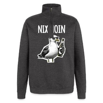 Lustiger Spruch Norddeutschland Möwe Bier - Quarter-Zip-Sweatshirt - Anthrazit - Vorne - AI Model Female 172 light (172cm) & AI Model Male 178 dark (178cm)