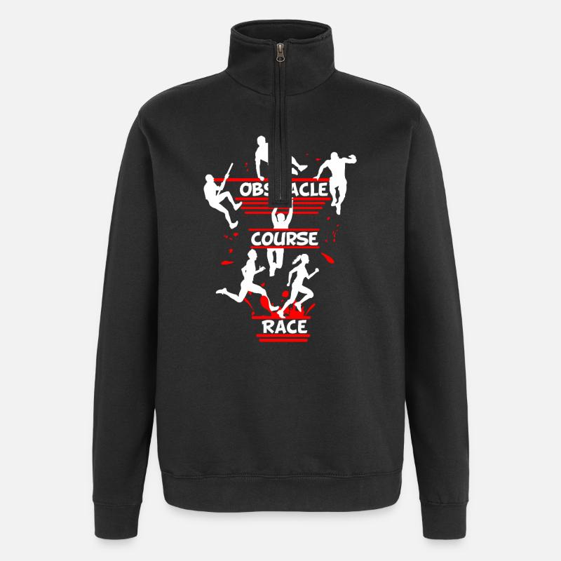 Course d’obstacles – Conception d’obstacles en ligne - Sweat à zip 1/4 - noir