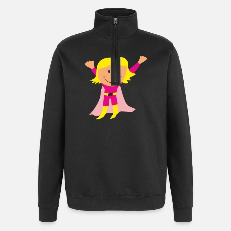 fille - Sweat à zip 1/4 - noir
