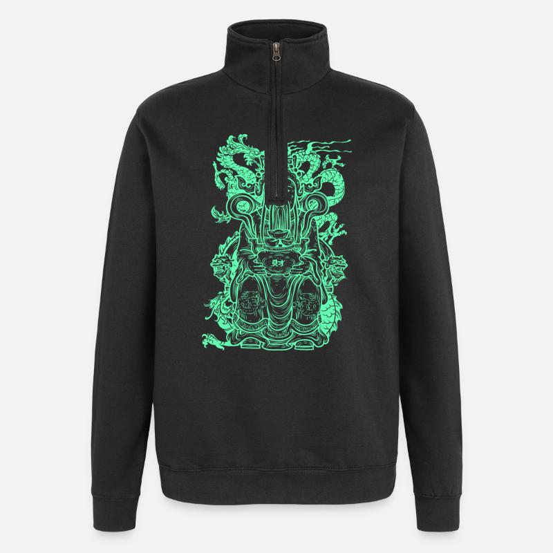 Buddha Figur - Quarter-Zip-Sweatshirt - Schwarz