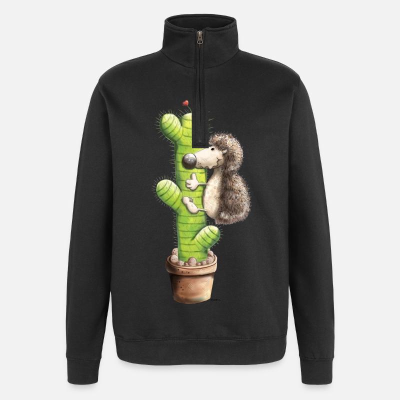 Igel in Love - Quarter-Zip-Sweatshirt - Schwarz