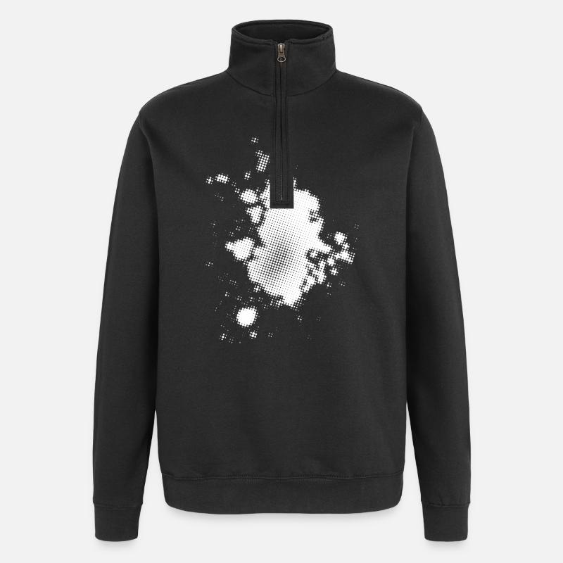 Flash, Punktehintergrund asymmetrisch | rasterized - Quarter-Zip-Sweatshirt - Schwarz