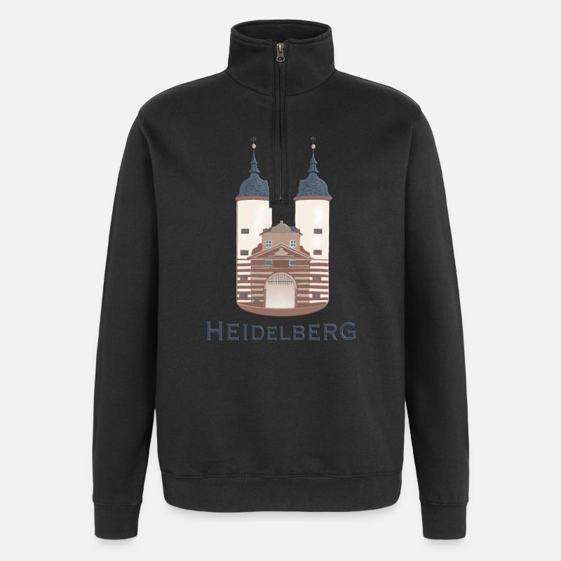 Heidelberg, tour de pont emblématique - Sweat à zip 1/4 - noir