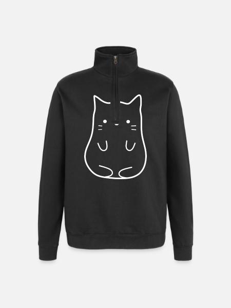 Chaton Kawaii mignon - Sweat à zip 1/4 - noir