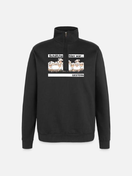 Schäfchen zählen - Quarter-Zip-Sweatshirt - Schwarz