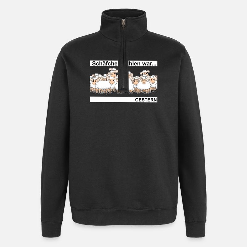 Schäfchen zählen - Quarter-Zip-Sweatshirt - Schwarz