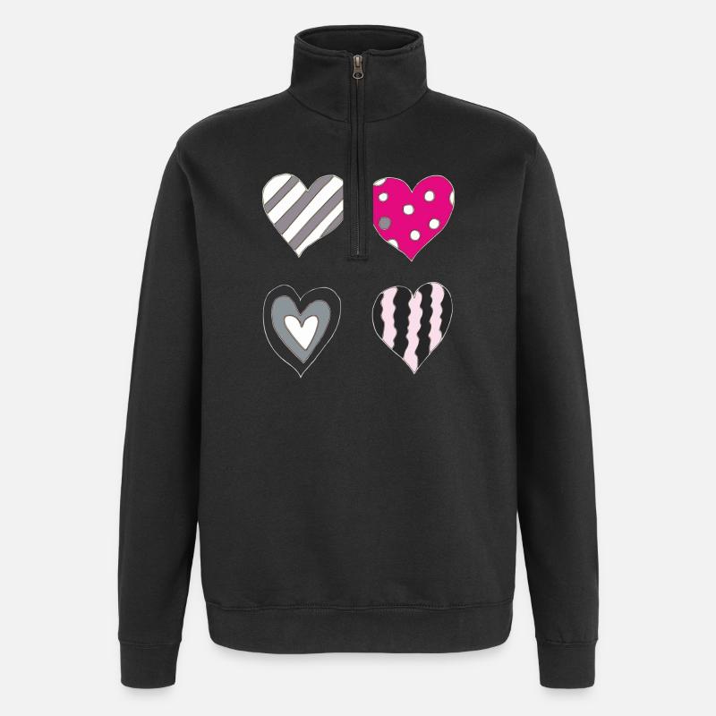 Heart Variation - Quarter-Zip Sweatshirt - black