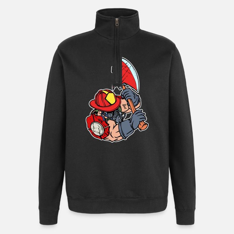 Pompiers Protection incendie Sauveteur Pompier - Sweat à zip 1/4 - noir