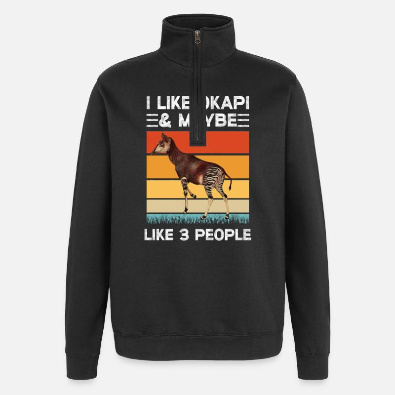 J'aime l'okapi - Sweat à zip 1/4 - noir