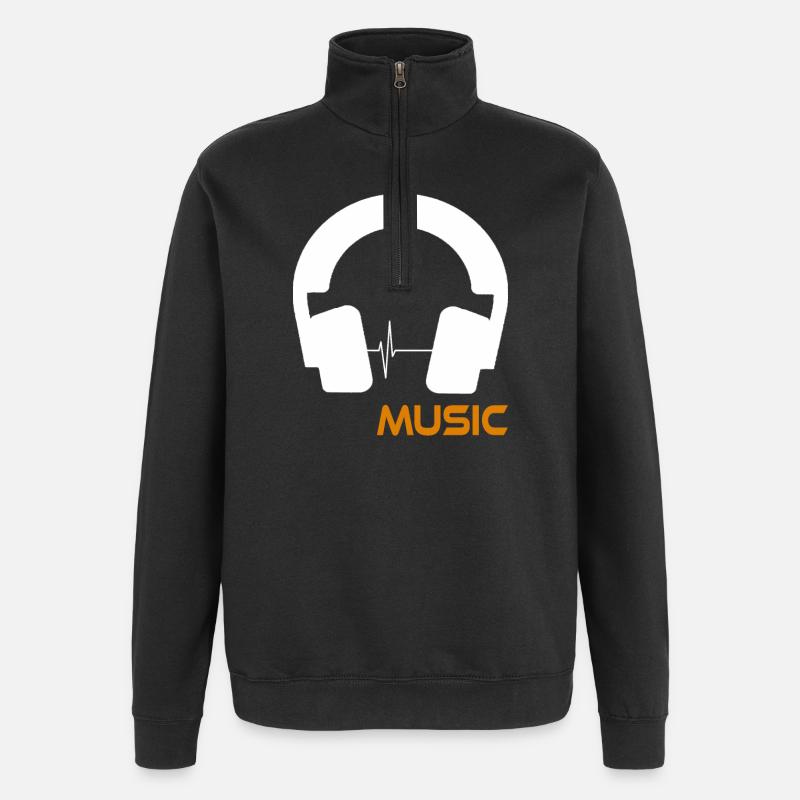 Music wave headset logo - Quarter-Zip Sweatshirt - black