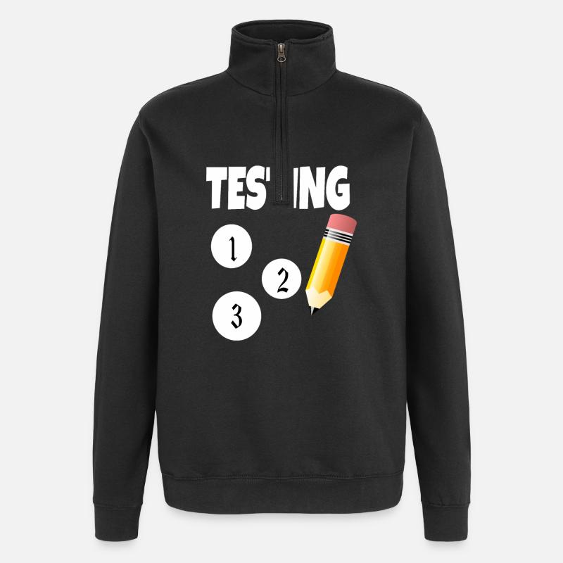 Test 123 mit Bleistift - Quarter-Zip-Sweatshirt - Schwarz