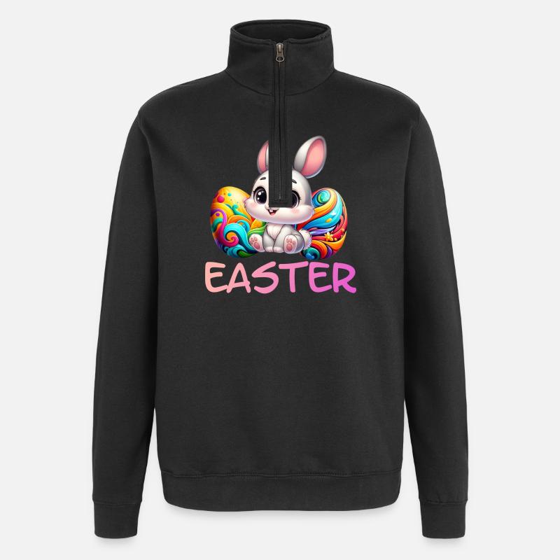 Osterhase mit Ostereiern - Quarter-Zip-Sweatshirt - Schwarz