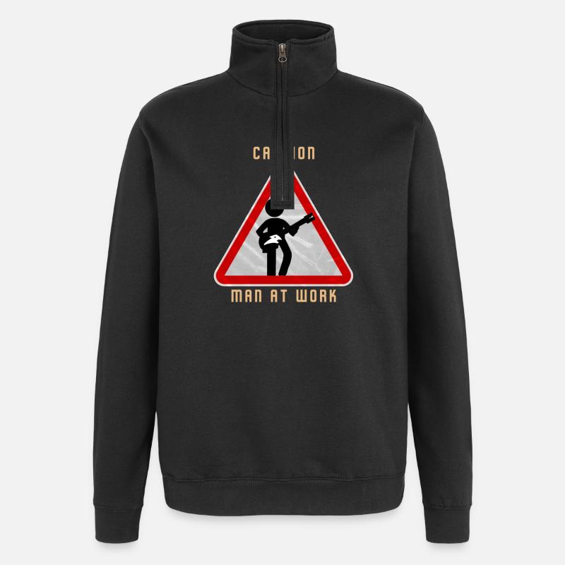 Caution MAN at work - Quarter-Zip Sweatshirt - black