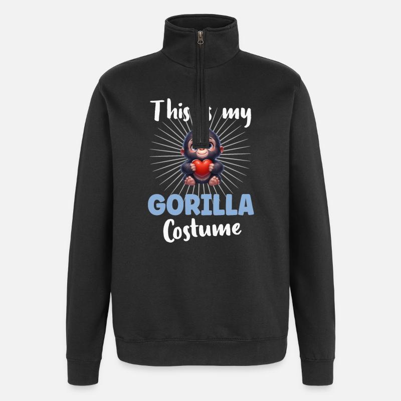 Singe gorille - Sweat à zip 1/4 - noir