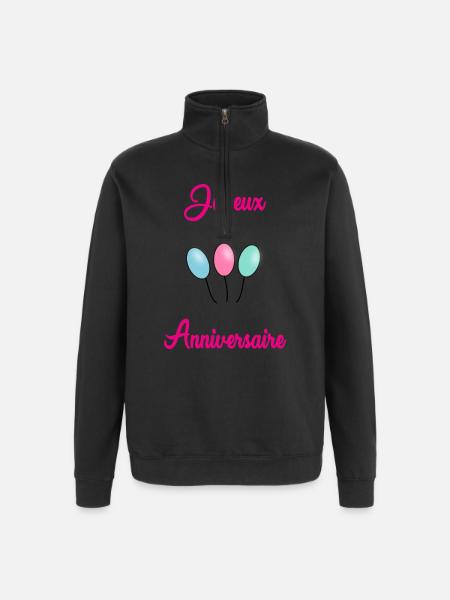 JOYEUX ANNIVERSAIRE - Sweat à zip 1/4 - noir