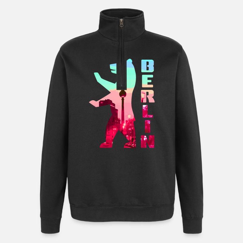 Berlin Bär Neon Silhouette - Quarter-Zip-Sweatshirt - Schwarz