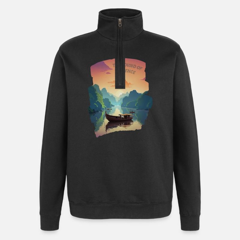 Le son du silence - Soleil couchant - Sweat à zip 1/4 - noir