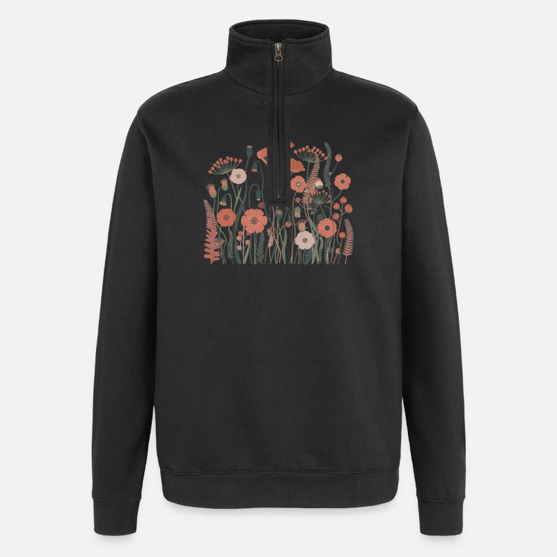 Boho Wildflowers – Blooming Harmony - Quarter-Zip Sweatshirt - black