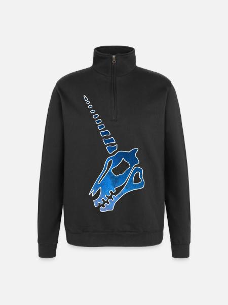 Einhornschädel und Sternenhimmel - Quarter-Zip-Sweatshirt - Schwarz