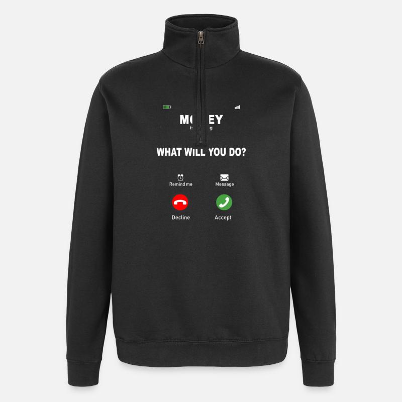 L’argent appelle – Conception des motivations - Sweat à zip 1/4 - noir