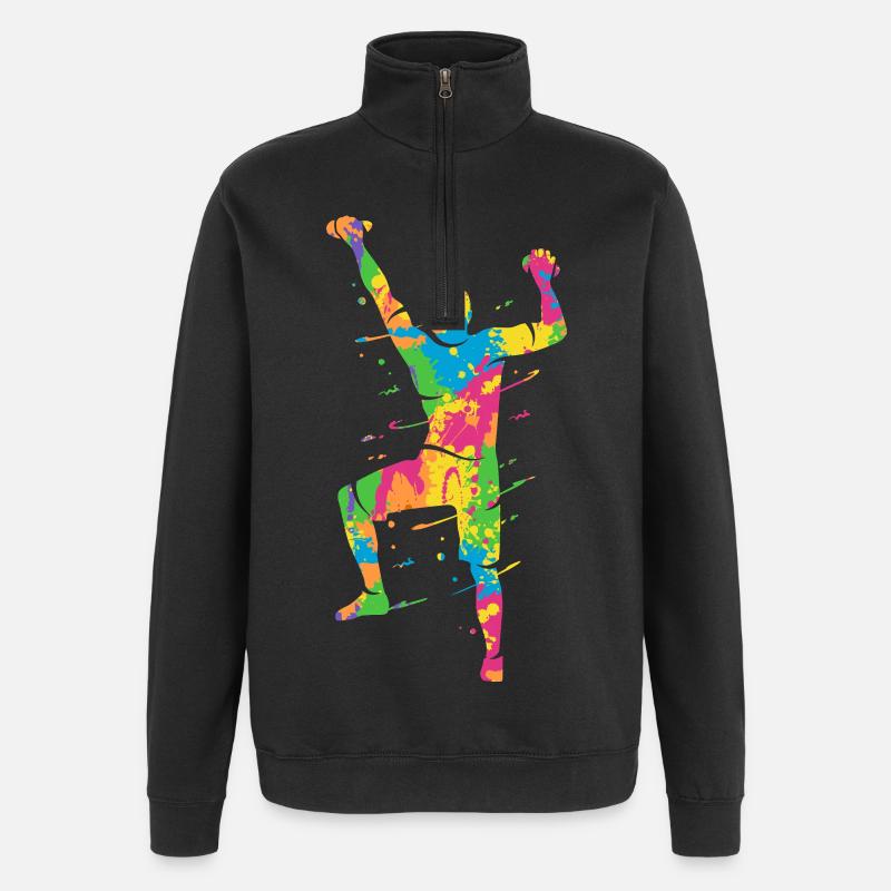 Klettern Berge bunt Kletterer Bouldern - Quarter-Zip-Sweatshirt - Schwarz