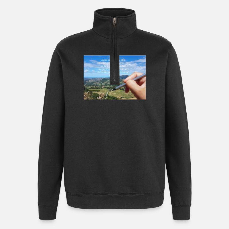 Himmlisches Schöpfungszitat Landschaft - Quarter-Zip-Sweatshirt - Schwarz