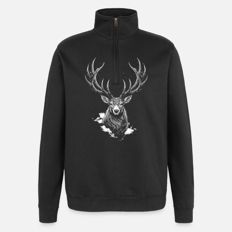 Deer silhouette - Quarter-Zip Sweatshirt - black