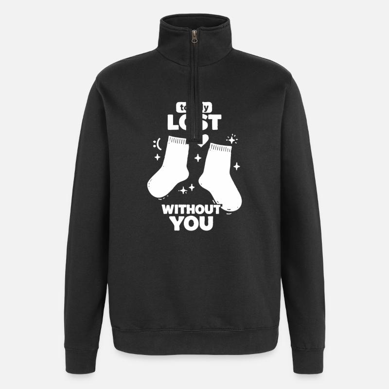 Totally Lost Without You Socks - Quarter-Zip Sweatshirt - black