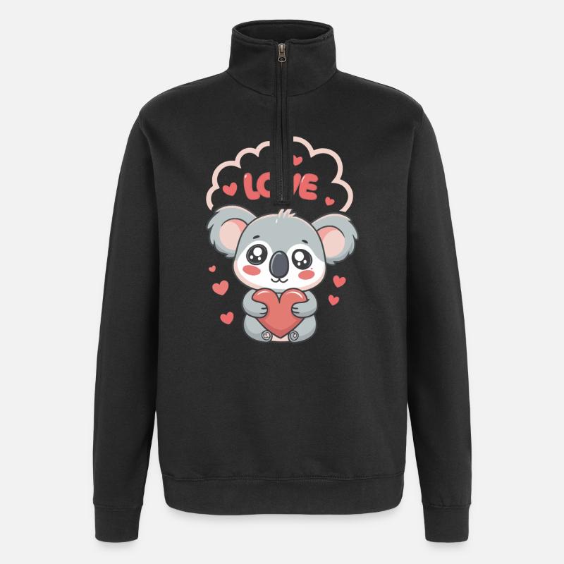 Koalaherz Liebe süß - Quarter-Zip-Sweatshirt - Schwarz