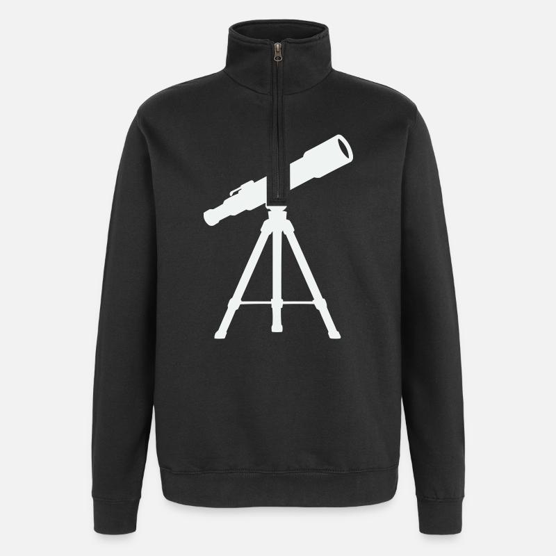 Télescope sur trépied – Nuit étoilée - Sweat à zip 1/4 - noir