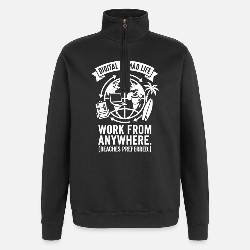 Arbeiten Überall - Quarter-Zip-Sweatshirt - Schwarz