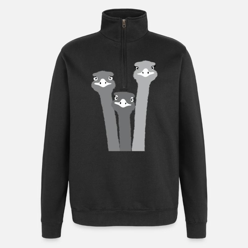 Nandu, Straußenkopf, Emu, Strauß - Quarter-Zip-Sweatshirt - Schwarz