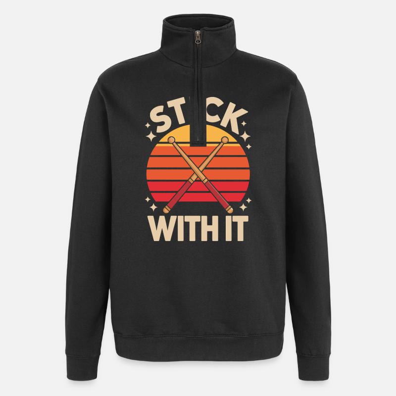 Reste persévérant batteur qui dit rétro - Sweat à zip 1/4 - noir