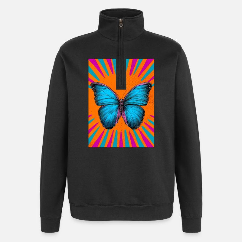 Schmetterling - Quarter-Zip-Sweatshirt - Schwarz