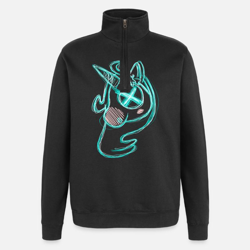 Uni vert mort - Sweat à zip 1/4 - noir
