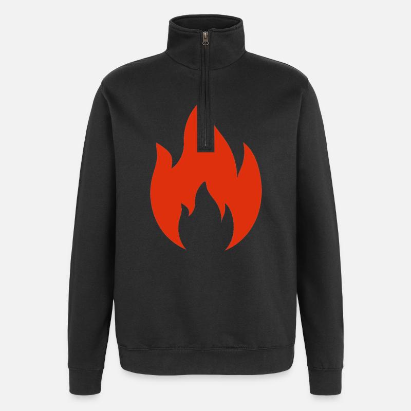 flamme - Sweat à zip 1/4 - noir