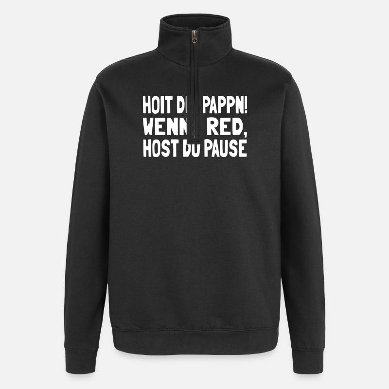 Hoit dei Pappn - Quarter-Zip-Sweatshirt - Schwarz