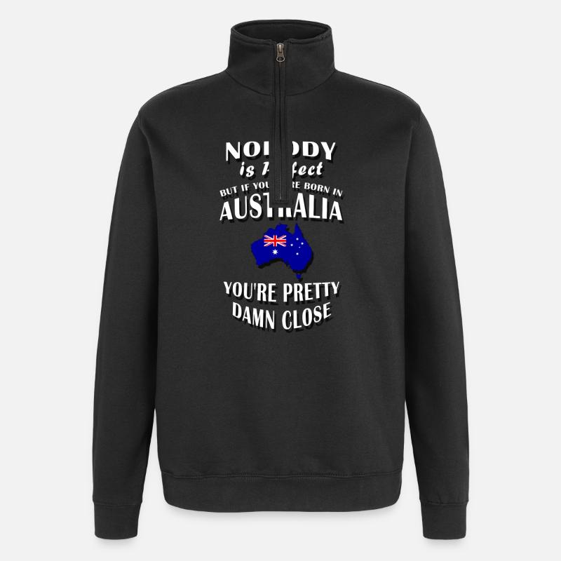 BORN IN AUSTRALIA / Australien / Commonwealth - Quarter-Zip-Sweatshirt - Schwarz