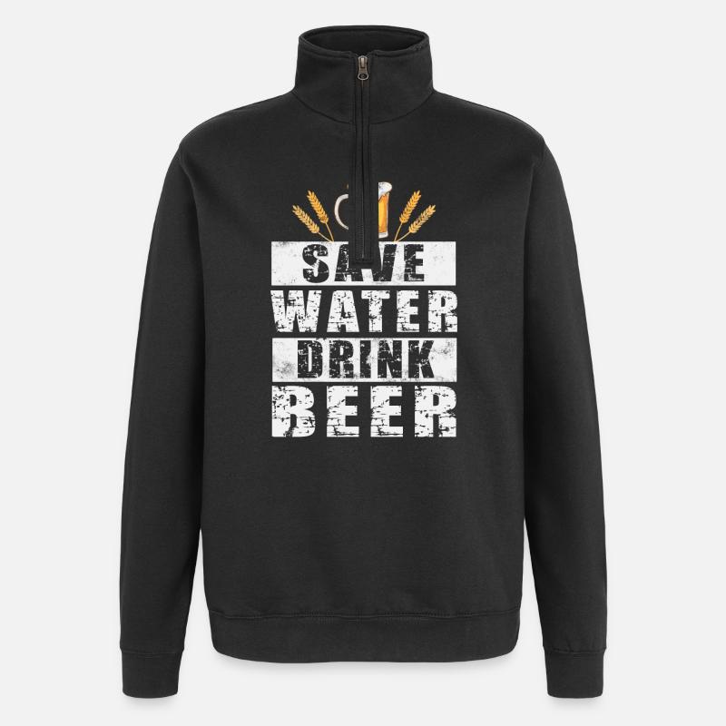 Bière - Sweat à zip 1/4 - noir