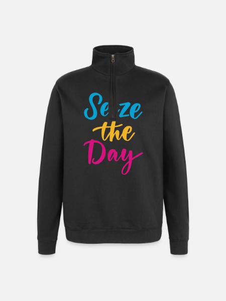Seize The Day - Quarter-Zip Sweatshirt - black